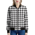 Black And White Gingham Pattern Print Women's Bomber Jacket