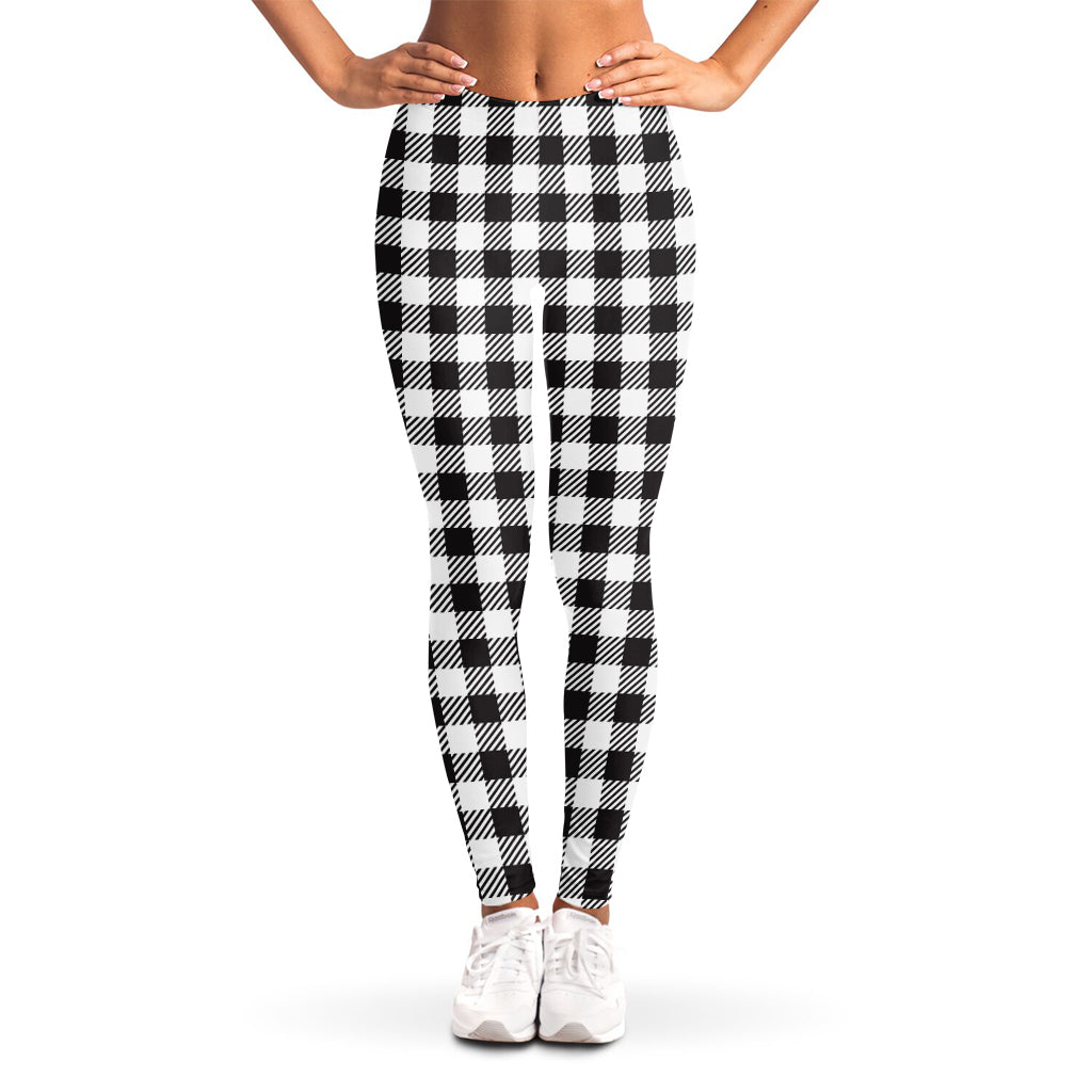 Black And White Gingham Pattern Print Women's Leggings