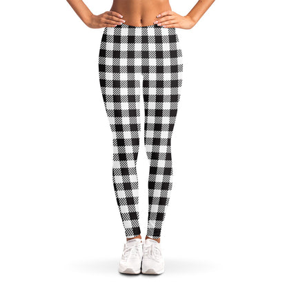 Black And White Gingham Pattern Print Women's Leggings