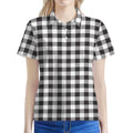 Black And White Gingham Pattern Print Women's Polo Shirt