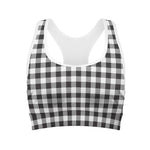Black And White Gingham Pattern Print Women's Sports Bra