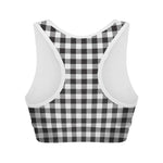 Black And White Gingham Pattern Print Women's Sports Bra