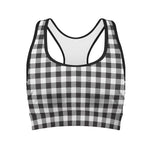 Black And White Gingham Pattern Print Women's Sports Bra