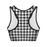 Black And White Gingham Pattern Print Women's Sports Bra