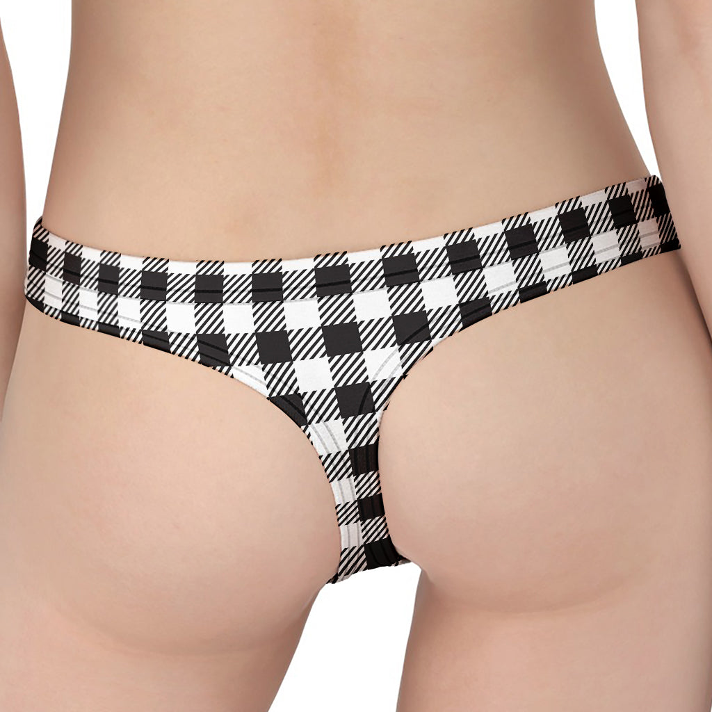 Black And White Gingham Pattern Print Women's Thong