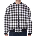 Black And White Gingham Pattern Print Zip Sleeve Bomber Jacket