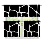 Black And White Giraffe Pattern Print 3 Piece Kitchen Curtains