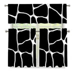 Black And White Giraffe Pattern Print 3 Piece Kitchen Curtains