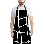 Black And White Giraffe Pattern Print Bib Apron With Pocket