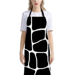 Black And White Giraffe Pattern Print Bib Apron With Pocket