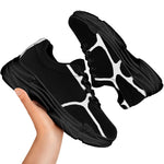 Black And White Giraffe Pattern Print Black Chunky Shoes