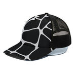 Black And White Giraffe Pattern Print Black Mesh Trucker Cap