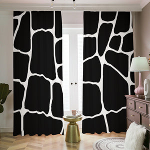 Black And White Giraffe Pattern Print Blackout Pencil Pleat Curtains