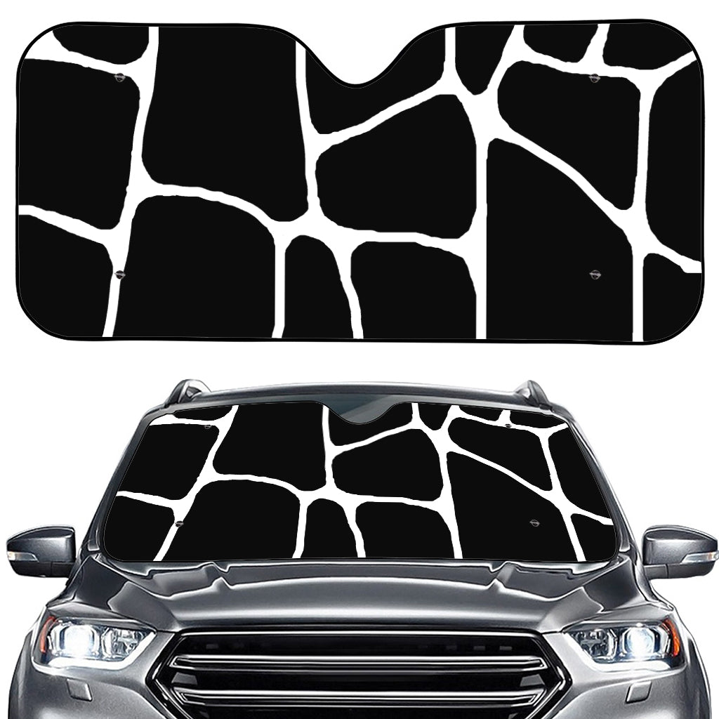 Black And White Giraffe Pattern Print Car Windshield Sun Shade