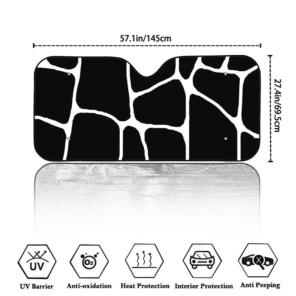 Black And White Giraffe Pattern Print Car Windshield Sun Shade