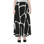 Black And White Giraffe Pattern Print Chiffon Maxi Skirt