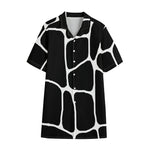 Black And White Giraffe Pattern Print Cotton Hawaiian Shirt