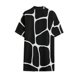 Black And White Giraffe Pattern Print Cotton Hawaiian Shirt