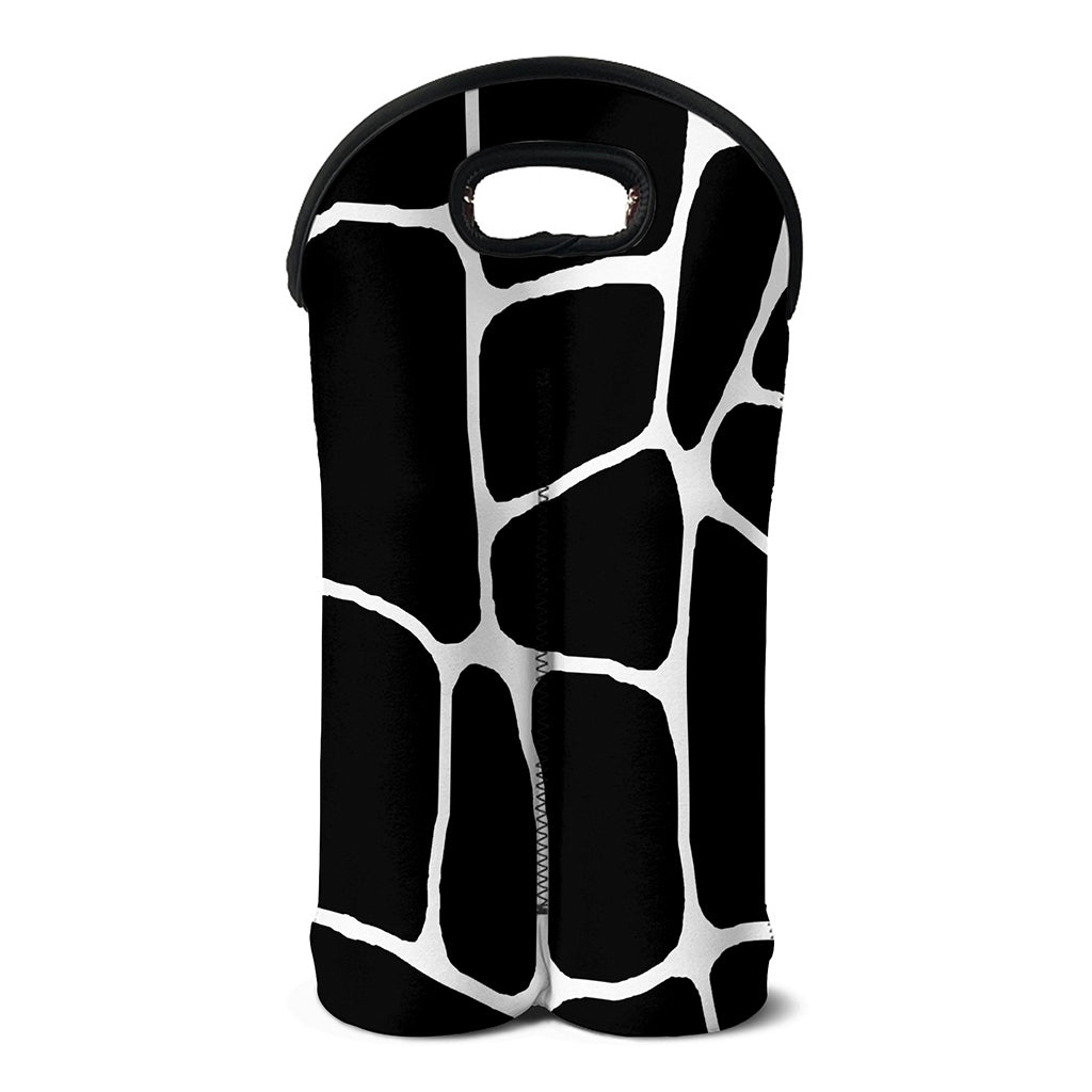 Black And White Giraffe Pattern Print Double Neoprene Wine Tote