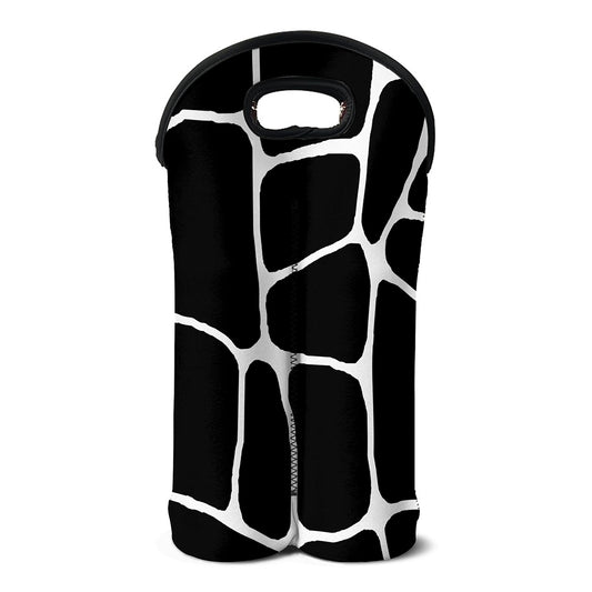 Black And White Giraffe Pattern Print Double Neoprene Wine Tote