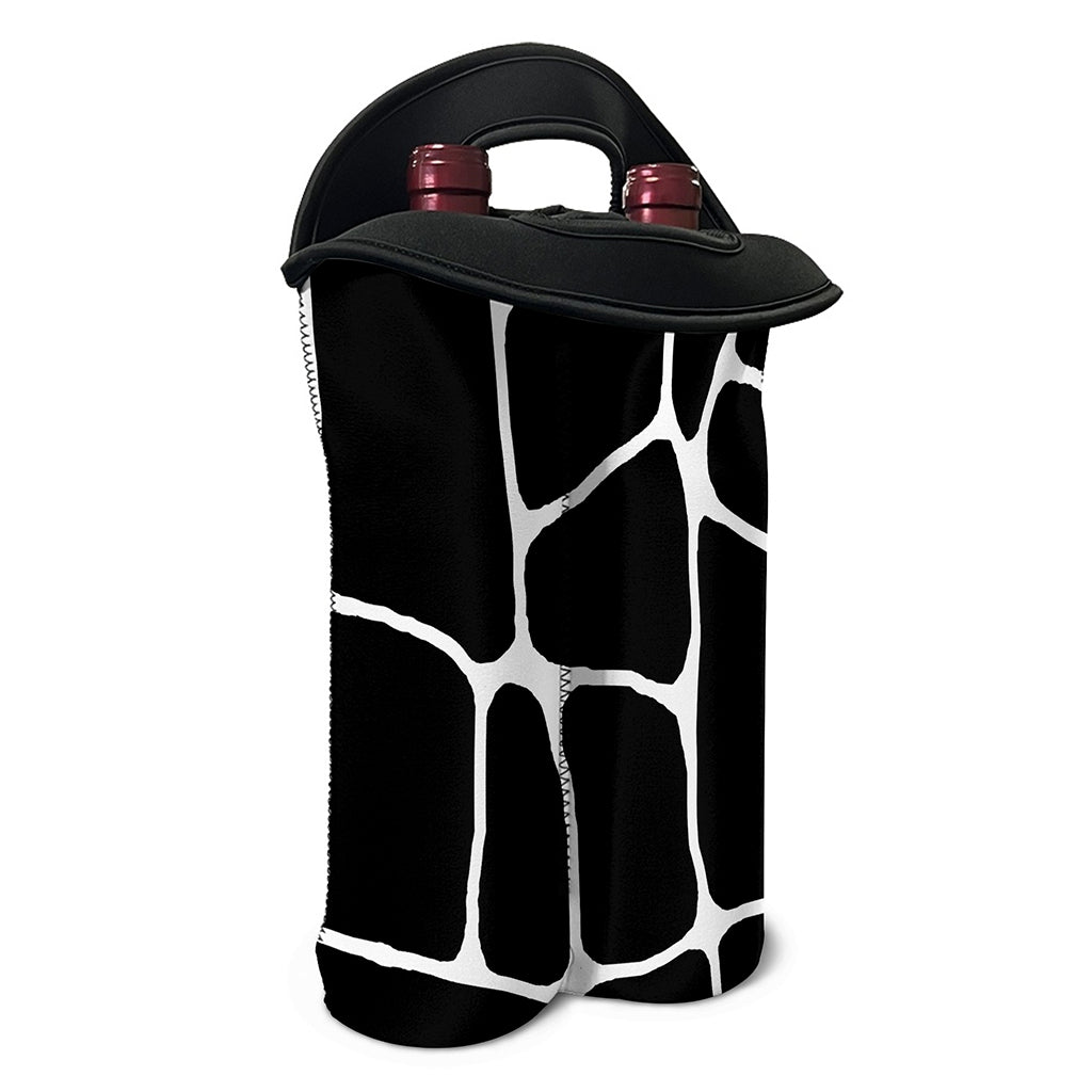 Black And White Giraffe Pattern Print Double Neoprene Wine Tote