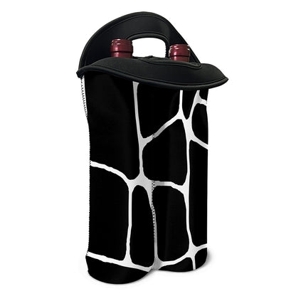 Black And White Giraffe Pattern Print Double Neoprene Wine Tote