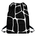 Black And White Giraffe Pattern Print Drawstring Backpack