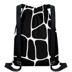 Black And White Giraffe Pattern Print Drawstring Backpack