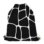 Black And White Giraffe Pattern Print Drawstring Bag