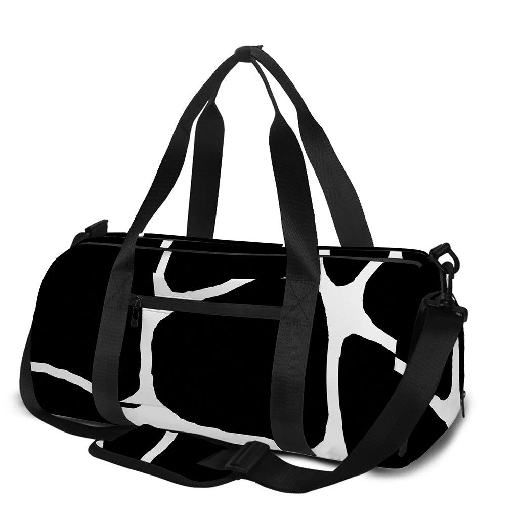 Black And White Giraffe Pattern Print Gym Bag