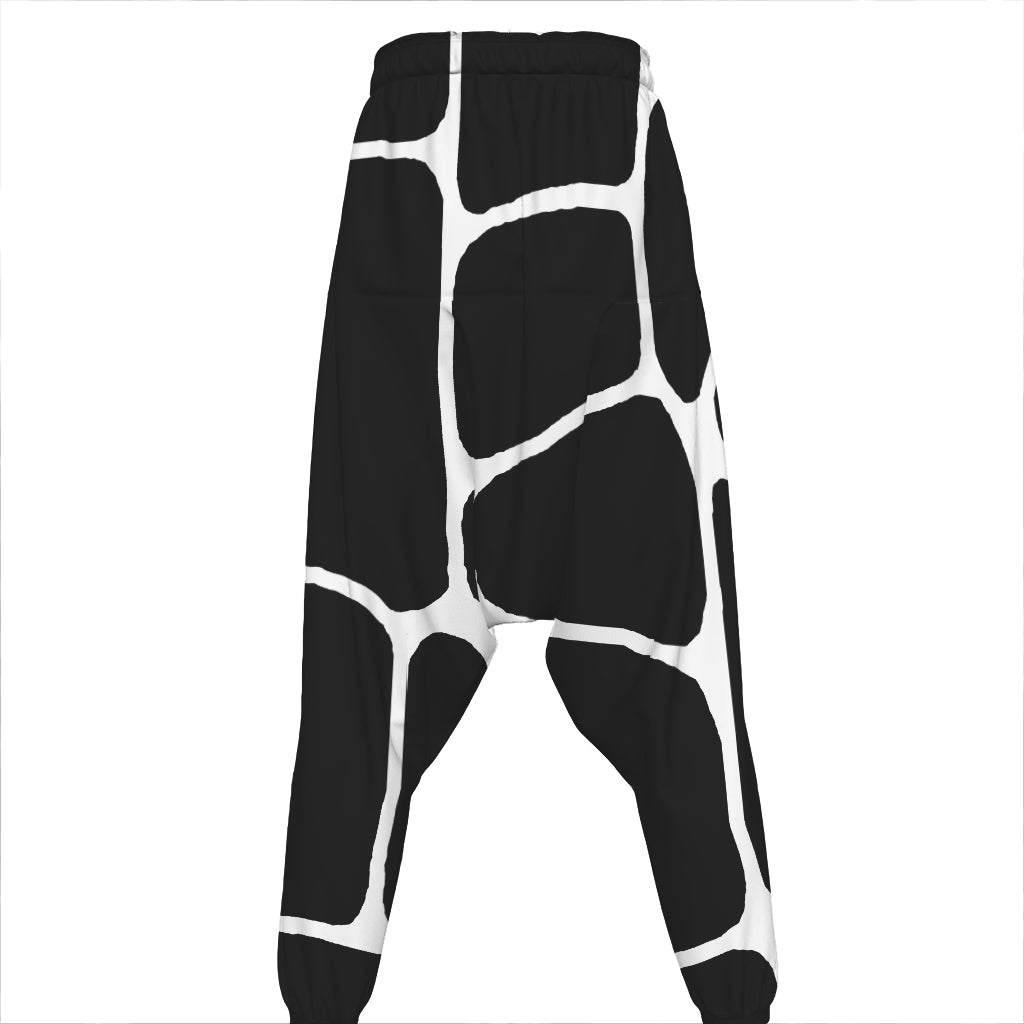 Black And White Giraffe Pattern Print Hammer Pants