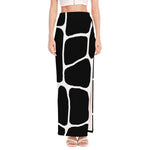Black And White Giraffe Pattern Print High Slit Maxi Skirt