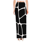 Black And White Giraffe Pattern Print High Slit Maxi Skirt
