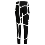 Black And White Giraffe Pattern Print High-Waisted Pocket Leggings
