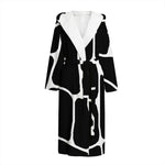 Black And White Giraffe Pattern Print Hooded Bathrobe