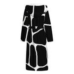Black And White Giraffe Pattern Print Hooded Bathrobe