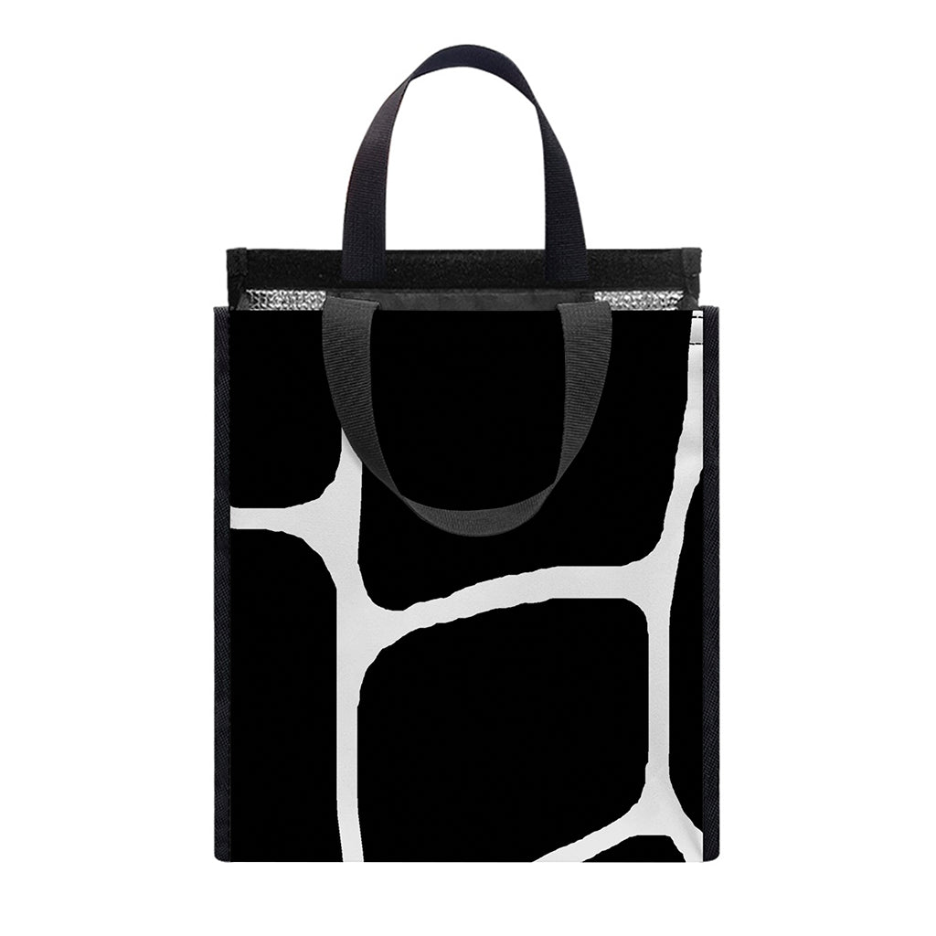 Black And White Giraffe Pattern Print Insulated Lunch Tote