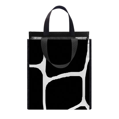 Black And White Giraffe Pattern Print Insulated Lunch Tote