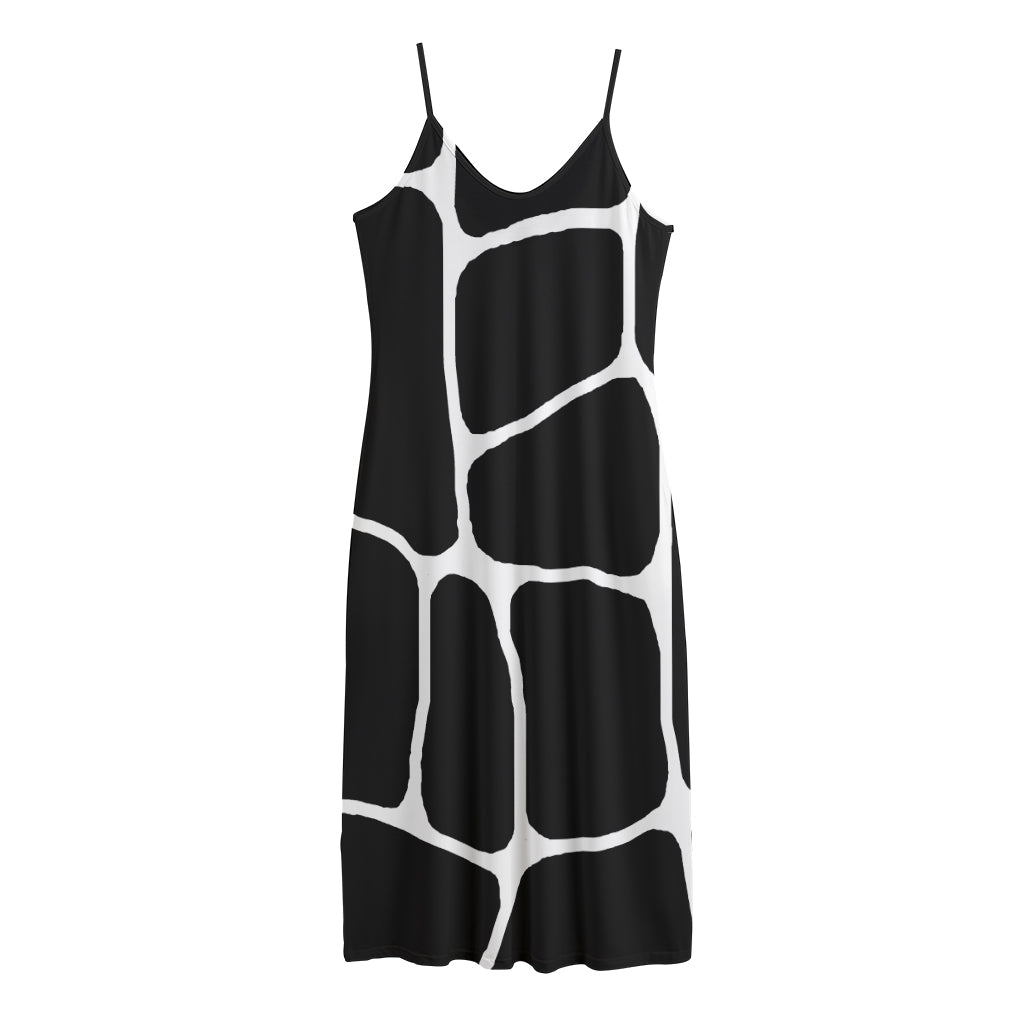 Black And White Giraffe Pattern Print Jersey Midi Cami Dress