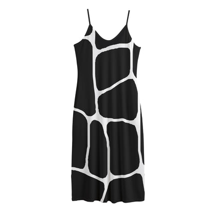 Black And White Giraffe Pattern Print Jersey Midi Cami Dress
