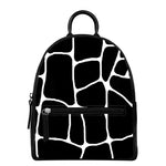 Black And White Giraffe Pattern Print Leather Backpack