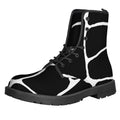Black And White Giraffe Pattern Print Lace-Up Boots
