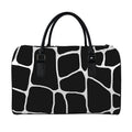 Black And White Giraffe Pattern Print Leather Duffel Bag