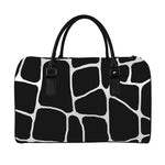 Black And White Giraffe Pattern Print Leather Duffle Bag