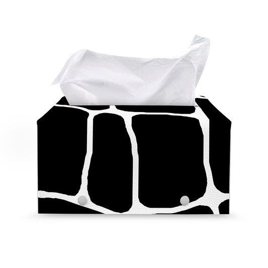 Black And White Giraffe Pattern Print Leather Tissue Box Cover