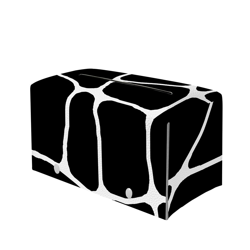 Black And White Giraffe Pattern Print Leather Tissue Box Cover