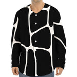 Black And White Giraffe Pattern Print Long Sleeve Baseball Jersey