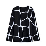 Black And White Giraffe Pattern Print Long Sleeve Short Coat