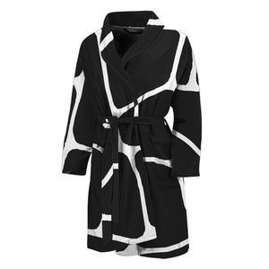 Black And White Giraffe Pattern Print Men's Bathrobe