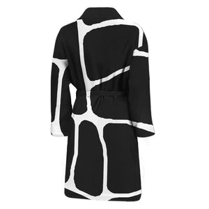 Black And White Giraffe Pattern Print Men's Bathrobe